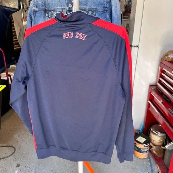Majestic Jacket Mens Size Large Red Blue Track Vintage 90s Spell Out Zipper MLB - Picture 4 of 6